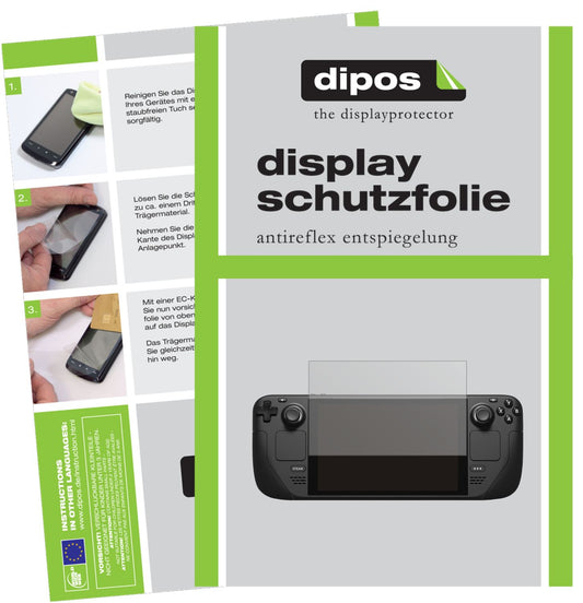 Matte Displayschutzfolie von dipos passend für Valve Steam Deck, präziser Zuschnitt und blasenfrei montiert