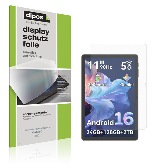Matte Displayschutzfolie von dipos passend für VekfulPC T50, präziser Zuschnitt und blasenfrei montiert