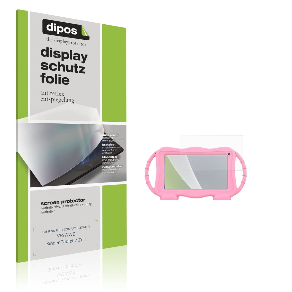 Matte Displayschutzfolie von dipos passend für VESWWE Kinder Tablet 7 Zoll, präziser Zuschnitt und blasenfrei montiert