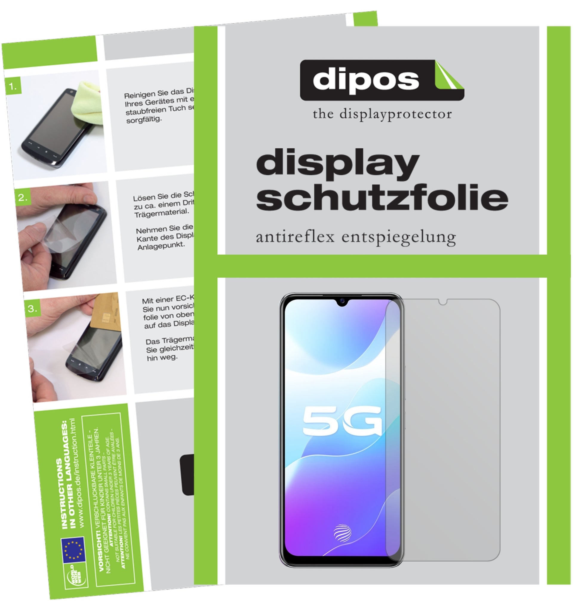 Matte Displayschutzfolie von dipos passend für Vivo S7e 5G, präziser Zuschnitt und blasenfrei montiert
