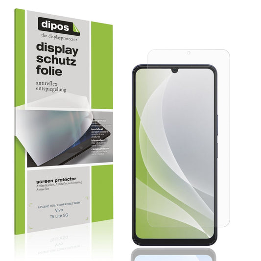 Matte Displayschutzfolie von dipos passend für Vivo T5 Lite 5G, präziser Zuschnitt und blasenfrei montiert