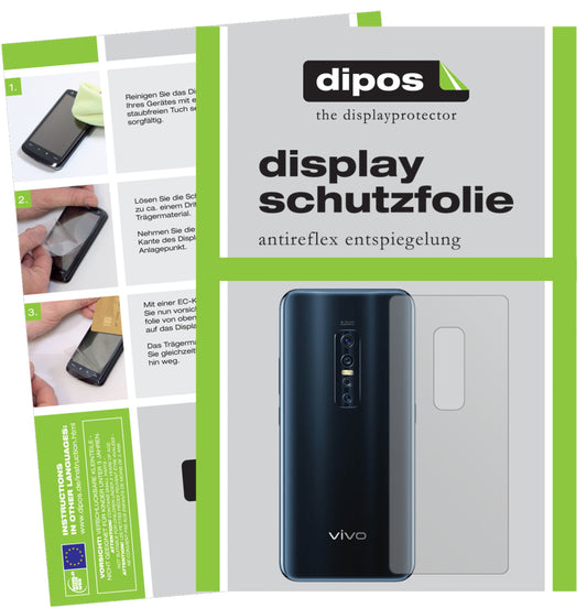 Matte Displayschutzfolie von dipos passend für Vivo V17 Pro Rückseite, präziser Zuschnitt und blasenfrei montiert