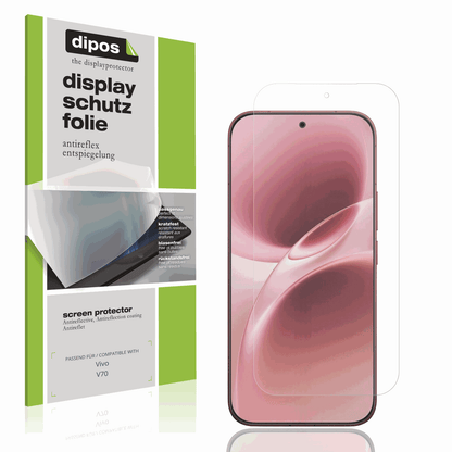 Matte Displayschutzfolie von dipos passend für Vivo V70, präziser Zuschnitt und blasenfrei montiert