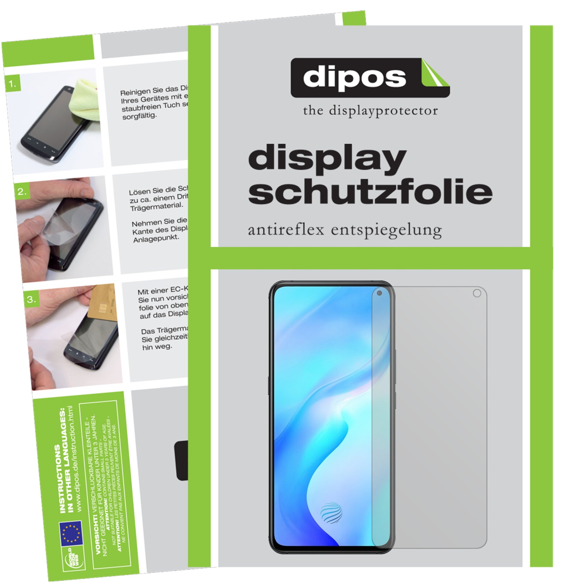 Matte Displayschutzfolie von dipos passend für Vivo X30 5G, präziser Zuschnitt und blasenfrei montiert