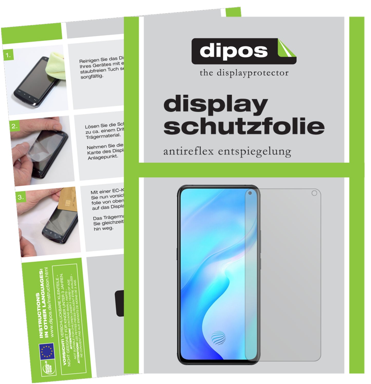 Matte Displayschutzfolie von dipos passend für Vivo X30 Pro, präziser Zuschnitt und blasenfrei montiert