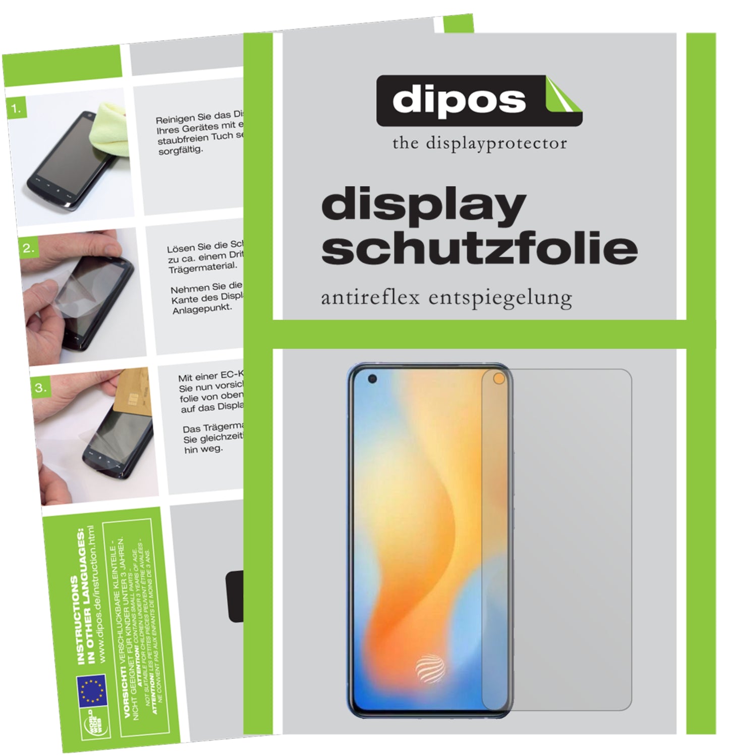 Matte Displayschutzfolie von dipos passend für Vivo X50, präziser Zuschnitt und blasenfrei montiert