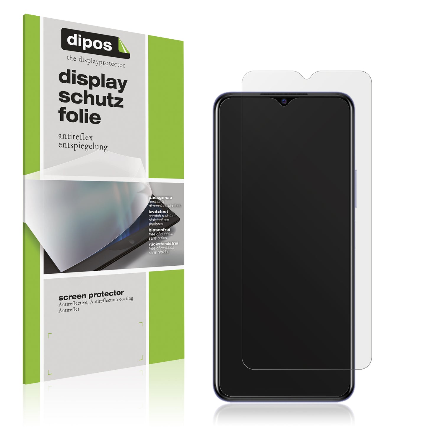 Matte Displayschutzfolie von dipos passend für Vivo Y21t, präziser Zuschnitt und blasenfrei montiert