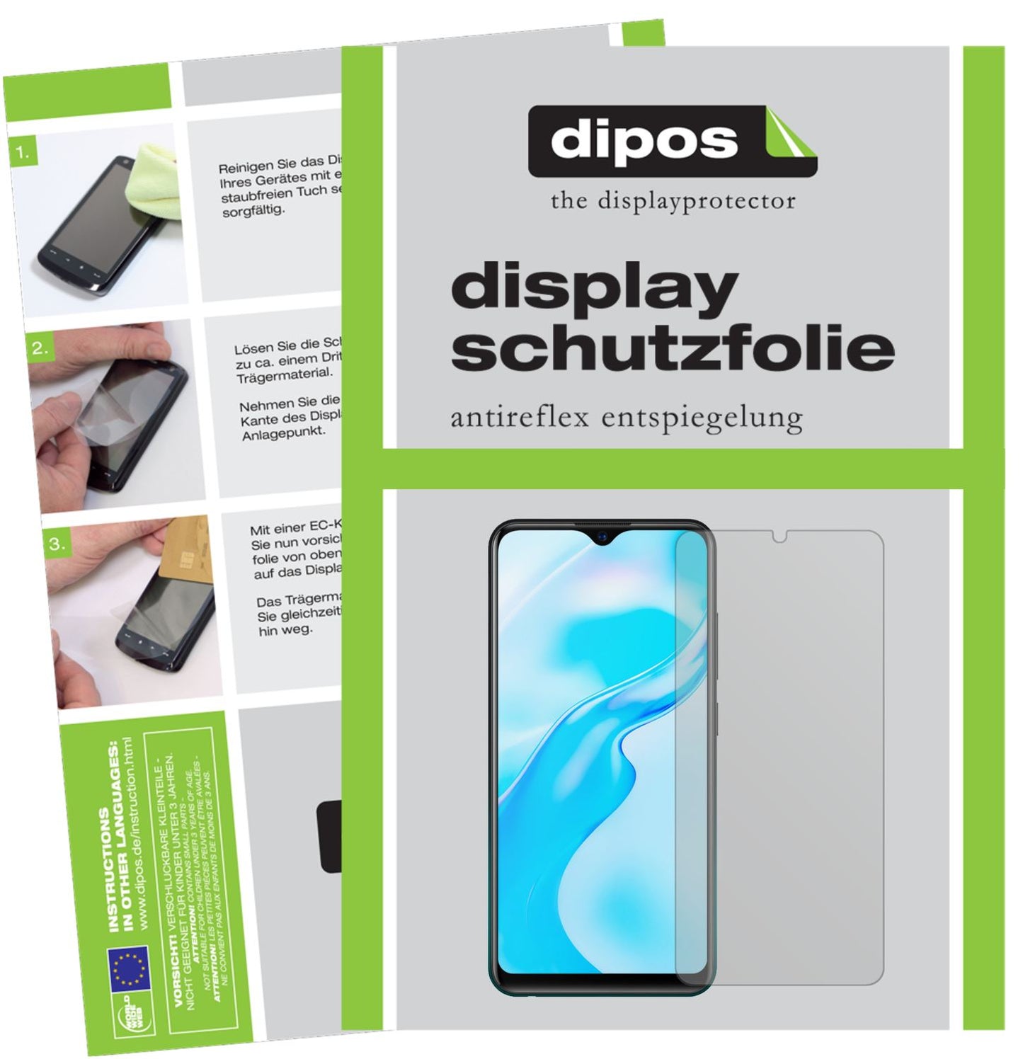 Matte Displayschutzfolie von dipos passend für Vivo Y3s, präziser Zuschnitt und blasenfrei montiert