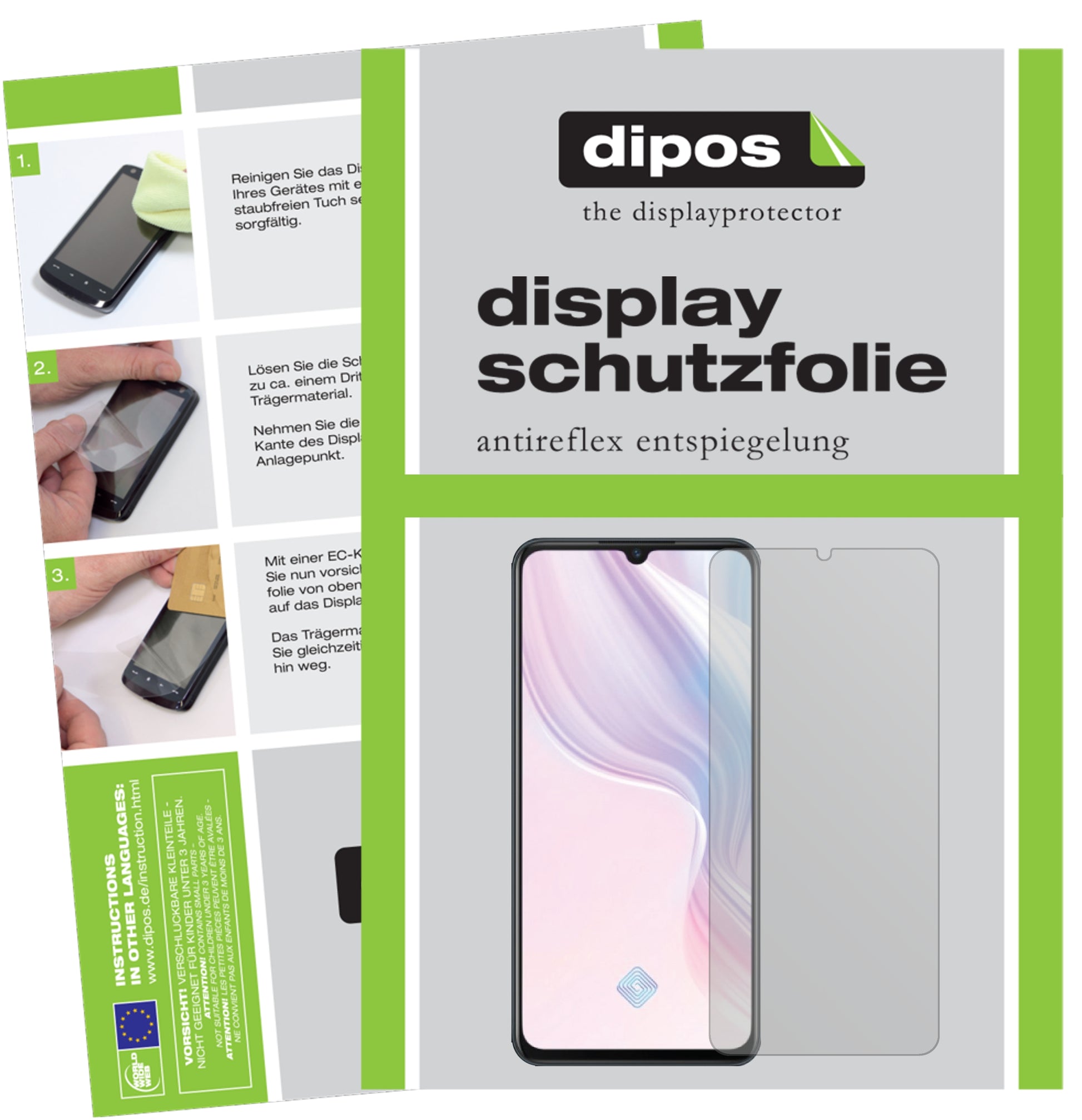Matte Displayschutzfolie von dipos passend für Vivo Z1x, präziser Zuschnitt und blasenfrei montiert