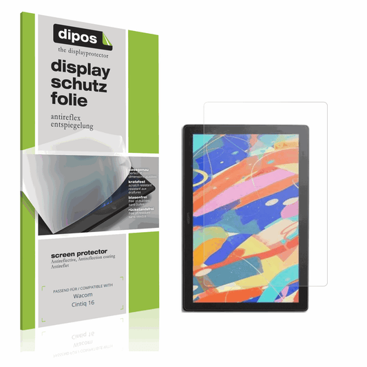 Matte Displayschutzfolie von dipos passend für Wacom Cintiq 16, präziser Zuschnitt und blasenfrei montiert