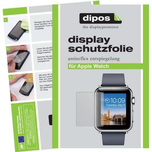 Matte Displayschutzfolie von dipos passend für Watch 42mm Apple, präziser Zuschnitt und blasenfrei montiert