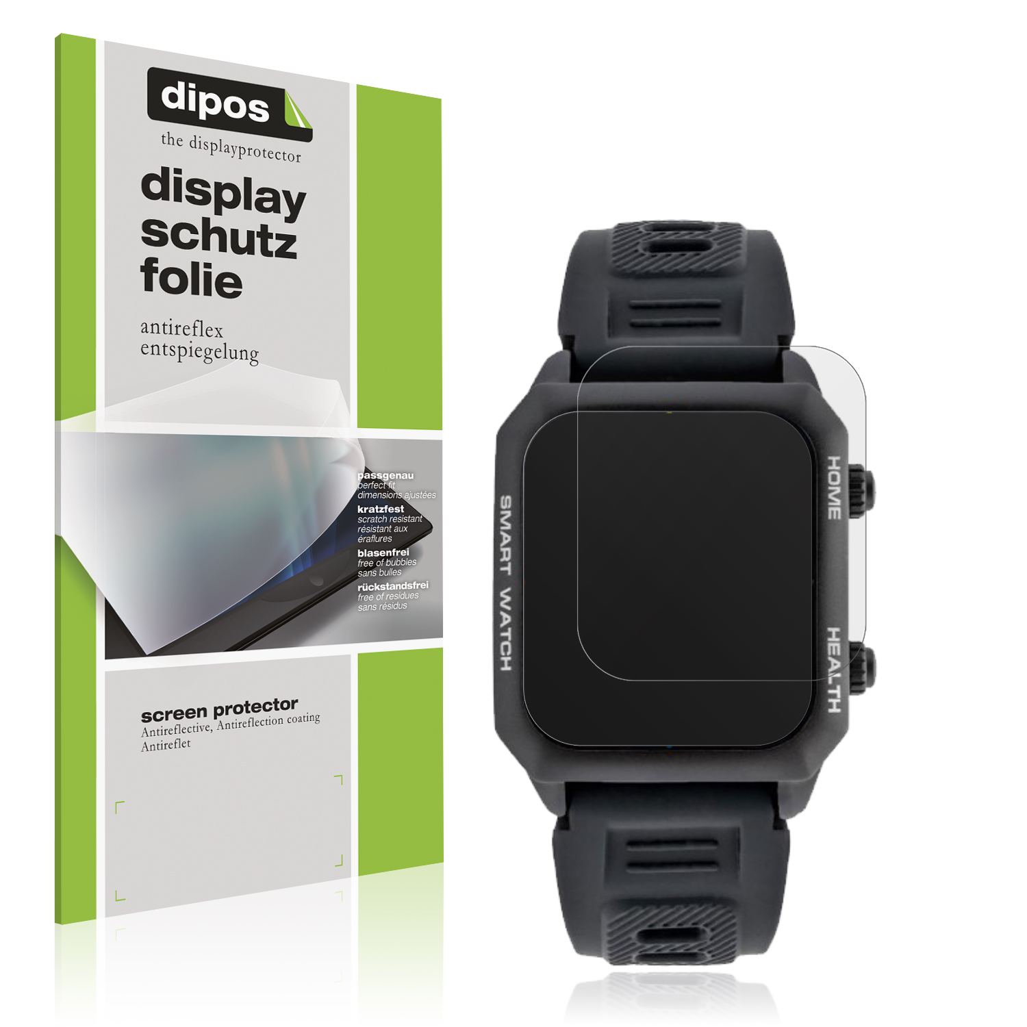 Matte Displayschutzfolie von dipos passend für Watchmark Kardiowatch FOCUS, präziser Zuschnitt und blasenfrei montiert