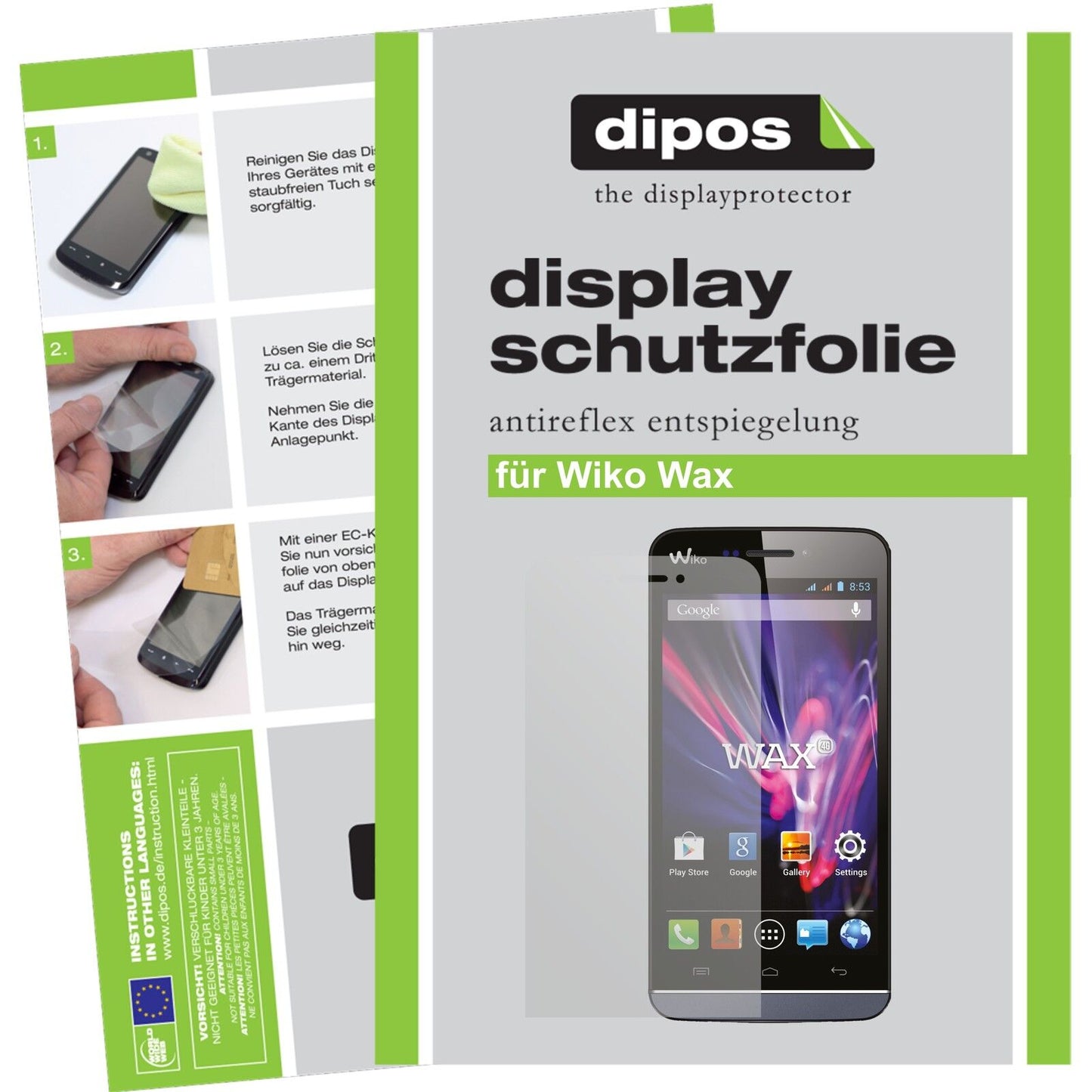 Matte Displayschutzfolie von dipos passend für Wax Wiko, präziser Zuschnitt und blasenfrei montiert