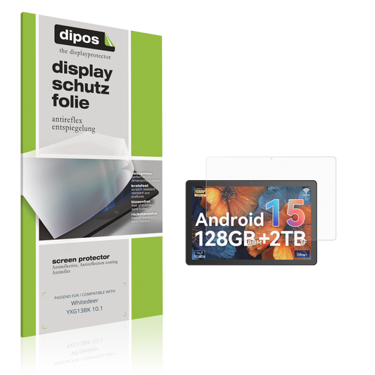 Matte Displayschutzfolie von dipos passend für Whitedeer YXG13BK 10.1, präziser Zuschnitt und blasenfrei montiert