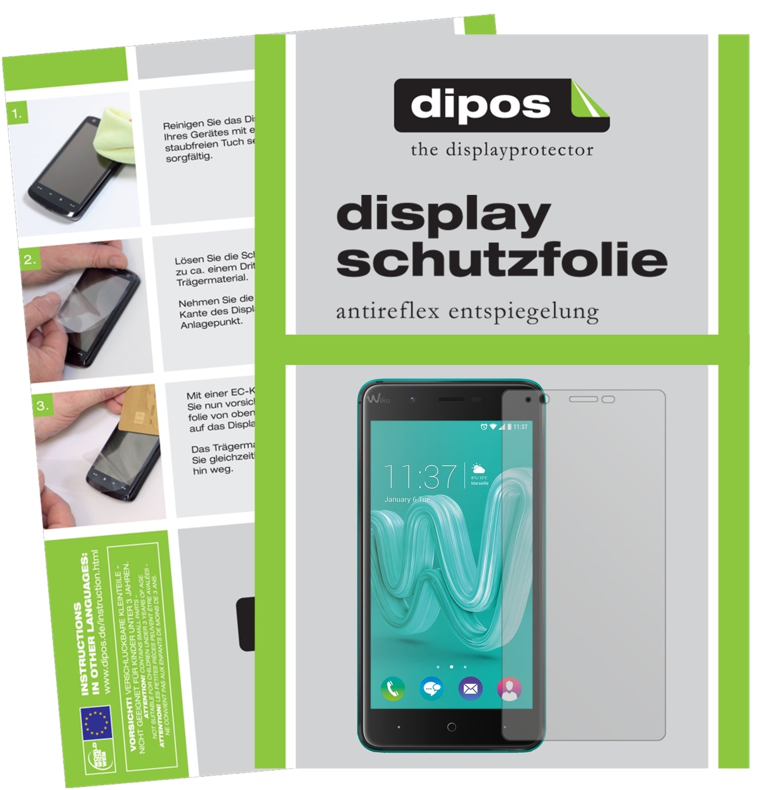 Matte Displayschutzfolie von dipos passend für Wiko Kenny, präziser Zuschnitt und blasenfrei montiert