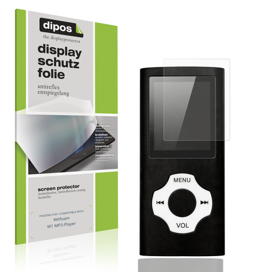 Matte Displayschutzfolie von dipos passend für Witfoam W1 MP3-Player, präziser Zuschnitt und blasenfrei montiert