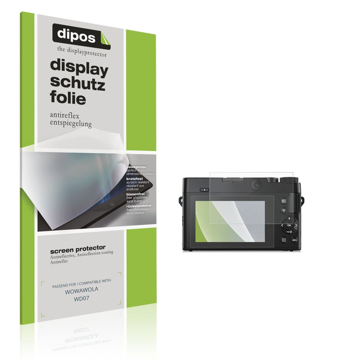 Matte Displayschutzfolie von dipos passend für WOWAWOLA WD07, präziser Zuschnitt und blasenfrei montiert