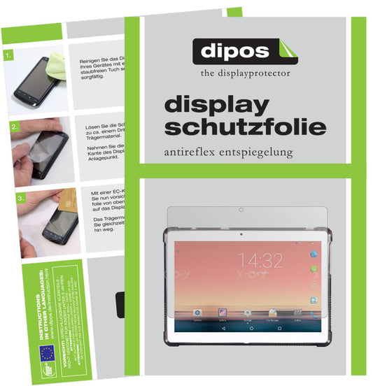 Matte Displayschutzfolie von dipos passend für XGODY TB01 10.1 Zoll, präziser Zuschnitt und blasenfrei montiert