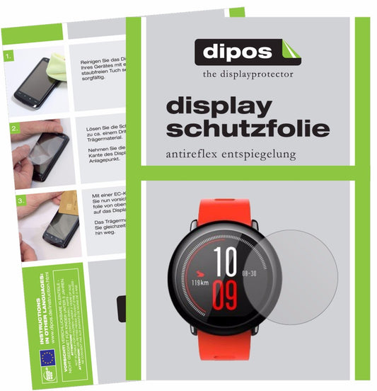 Matte Displayschutzfolie von dipos passend für Xiaomi Amazfit, präziser Zuschnitt und blasenfrei montiert