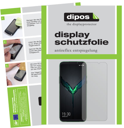Matte Displayschutzfolie von dipos passend für Xiaomi Black Shark 2, präziser Zuschnitt und blasenfrei montiert