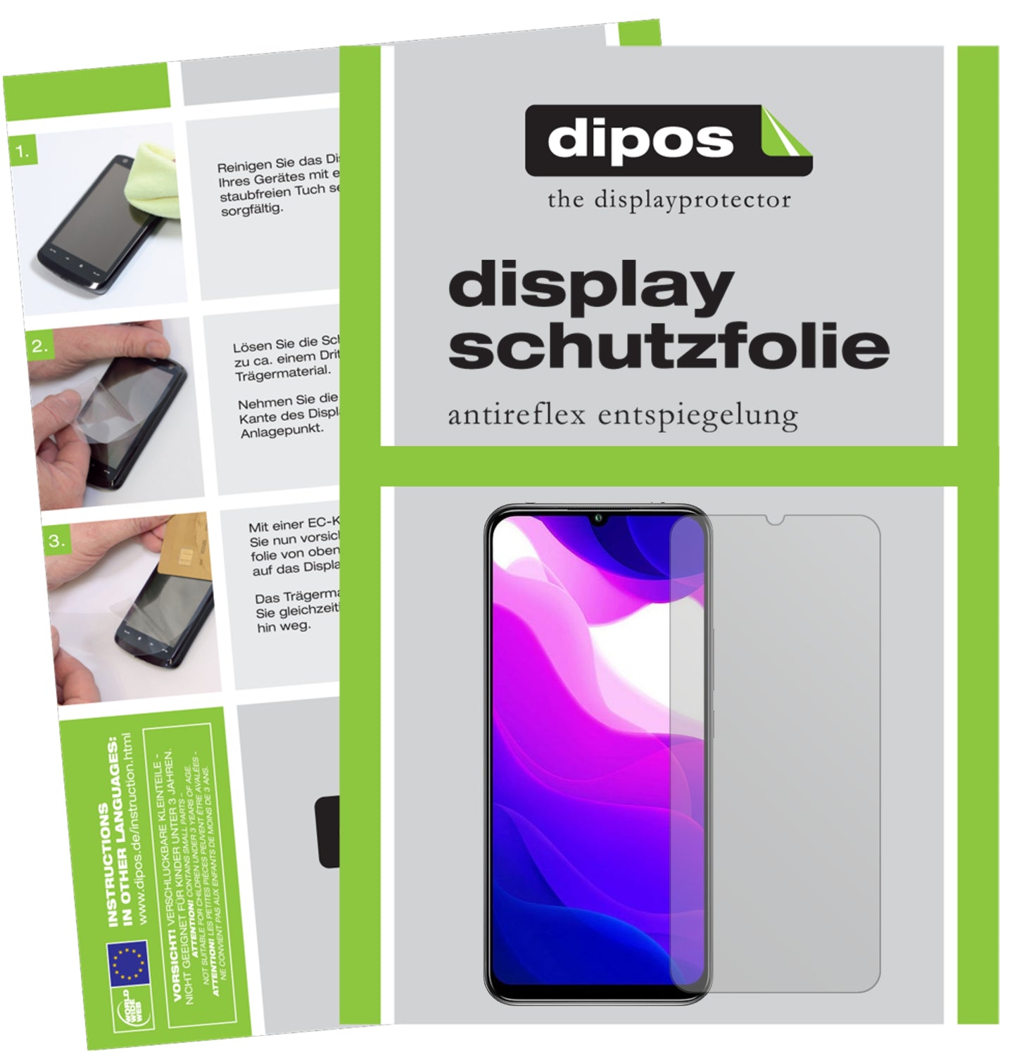 Matte Displayschutzfolie von dipos passend für Xiaomi Mi 10 Lite 5G, präziser Zuschnitt und blasenfrei montiert