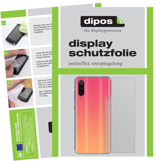 Matte Displayschutzfolie von dipos passend für Xiaomi Mi 9 SE Rückseite, präziser Zuschnitt und blasenfrei montiert