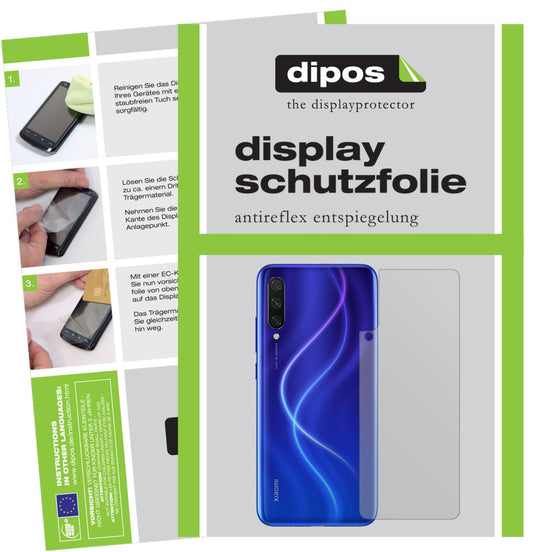 Matte Displayschutzfolie von dipos passend für Xiaomi Mi A3 Rückseite, präziser Zuschnitt und blasenfrei montiert