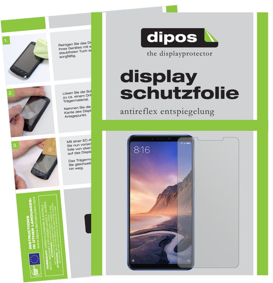 Matte Displayschutzfolie von dipos passend für Xiaomi Mi Max 3, präziser Zuschnitt und blasenfrei montiert