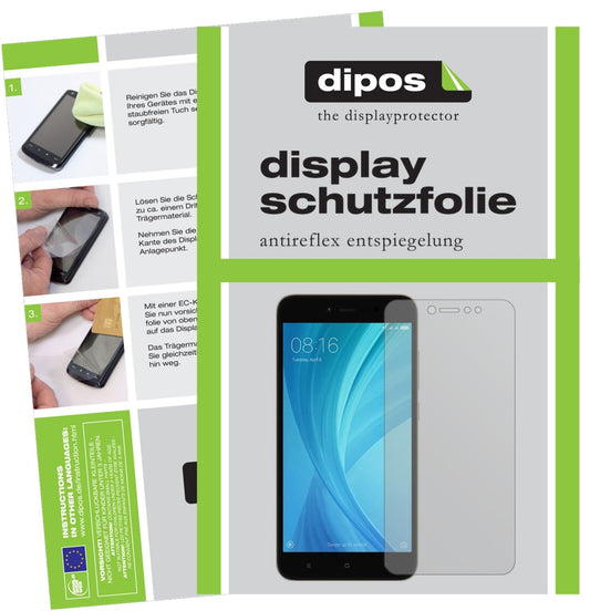 Matte Displayschutzfolie von dipos passend für Xiaomi Note 5A Prime, präziser Zuschnitt und blasenfrei montiert