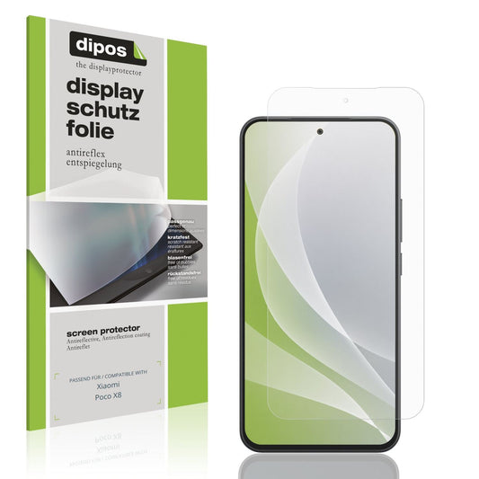 Matte Displayschutzfolie von dipos passend für Xiaomi Poco X8, präziser Zuschnitt und blasenfrei montiert