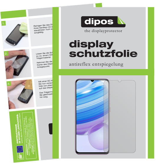 Matte Displayschutzfolie von dipos passend für Xiaomi Redmi 10X Pro, präziser Zuschnitt und blasenfrei montiert