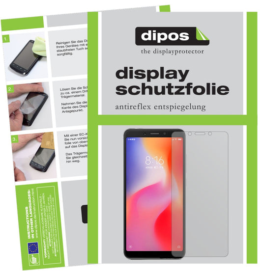Matte Displayschutzfolie von dipos passend für Xiaomi Redmi 6, präziser Zuschnitt und blasenfrei montiert