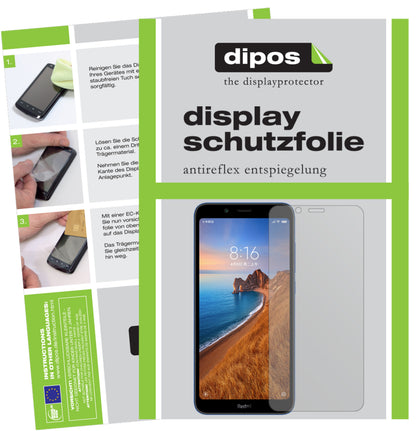 Matte Displayschutzfolie von dipos passend für Xiaomi Redmi 7A, präziser Zuschnitt und blasenfrei montiert