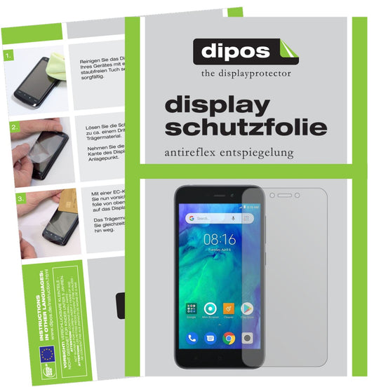 Matte Displayschutzfolie von dipos passend für Xiaomi Redmi Go, präziser Zuschnitt und blasenfrei montiert