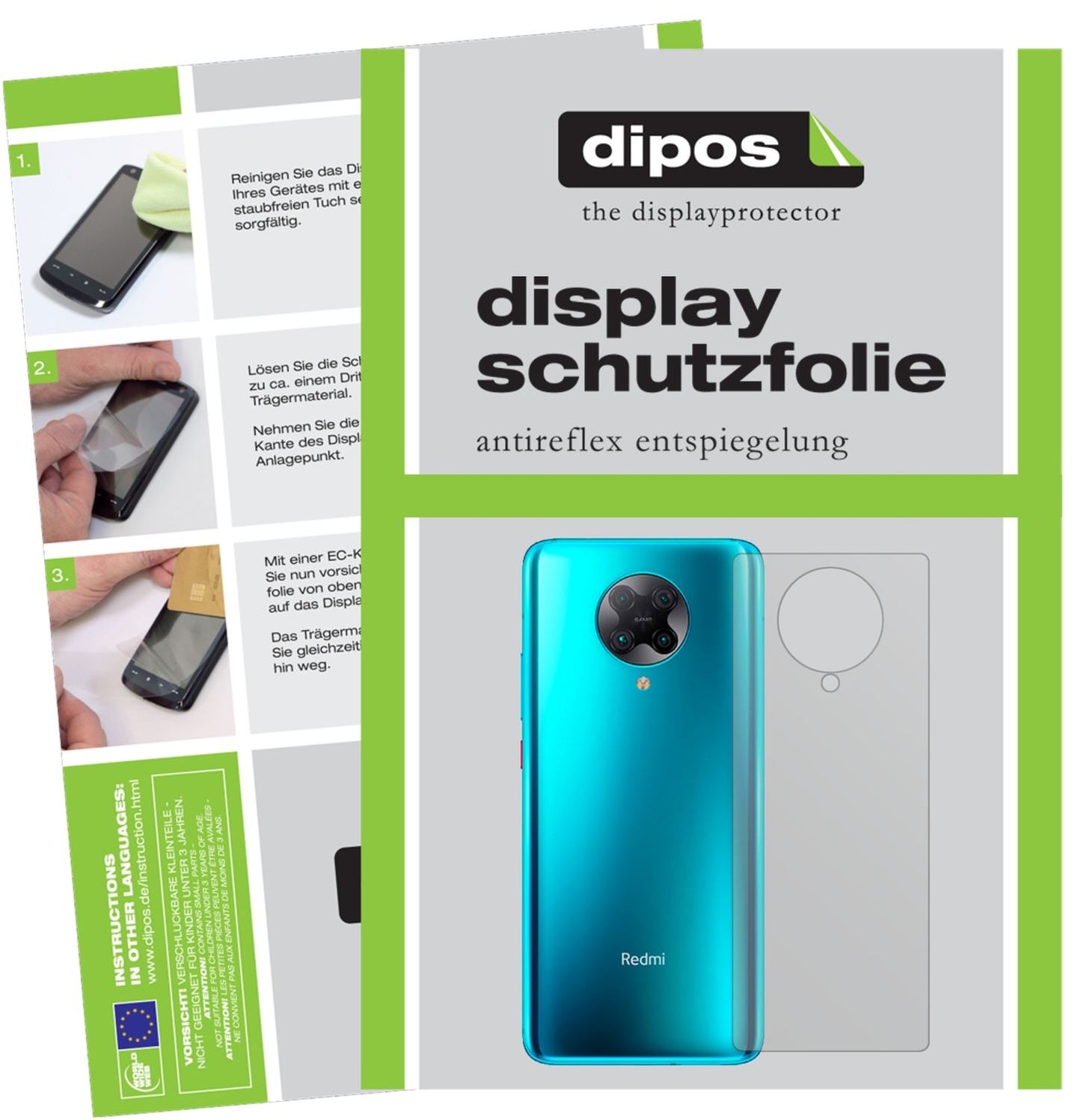 Matte Displayschutzfolie von dipos passend für Xiaomi Redmi K30 Pro Zoom Rückseite, präziser Zuschnitt und blasenfrei montiert