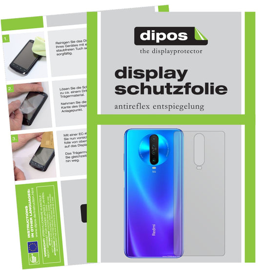 Matte Displayschutzfolie von dipos passend für Xiaomi Redmi K30 Rückseite, präziser Zuschnitt und blasenfrei montiert