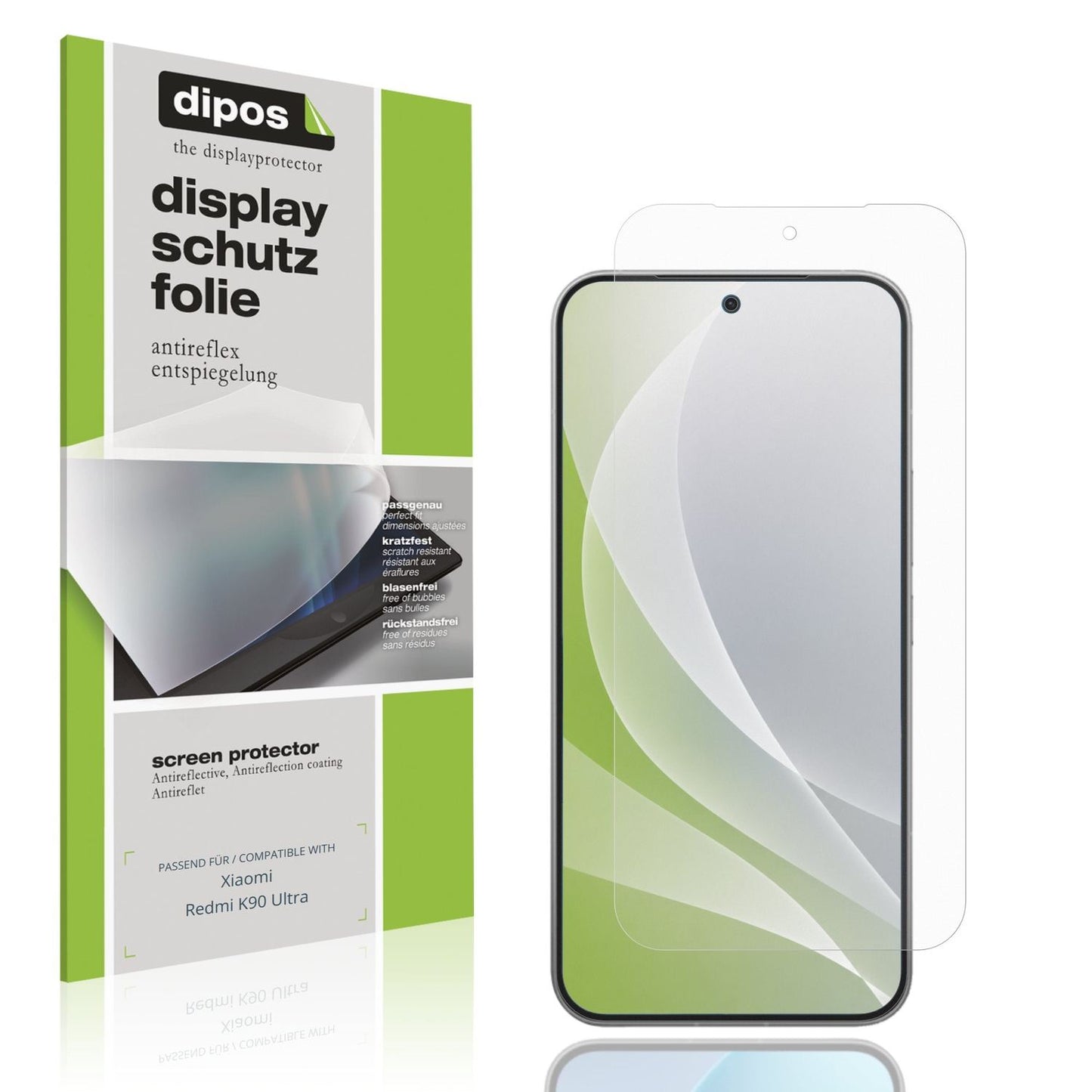 Matte Displayschutzfolie von dipos passend für Xiaomi Redmi K90 Ultra, präziser Zuschnitt und blasenfrei montiert