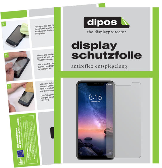 Matte Displayschutzfolie von dipos passend für Xiaomi Redmi Note 6 Pro, präziser Zuschnitt und blasenfrei montiert