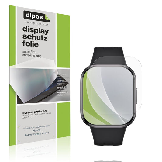 Matte Displayschutzfolie von dipos passend für Xiaomi Redmi Watch 6 Active, präziser Zuschnitt und blasenfrei montiert