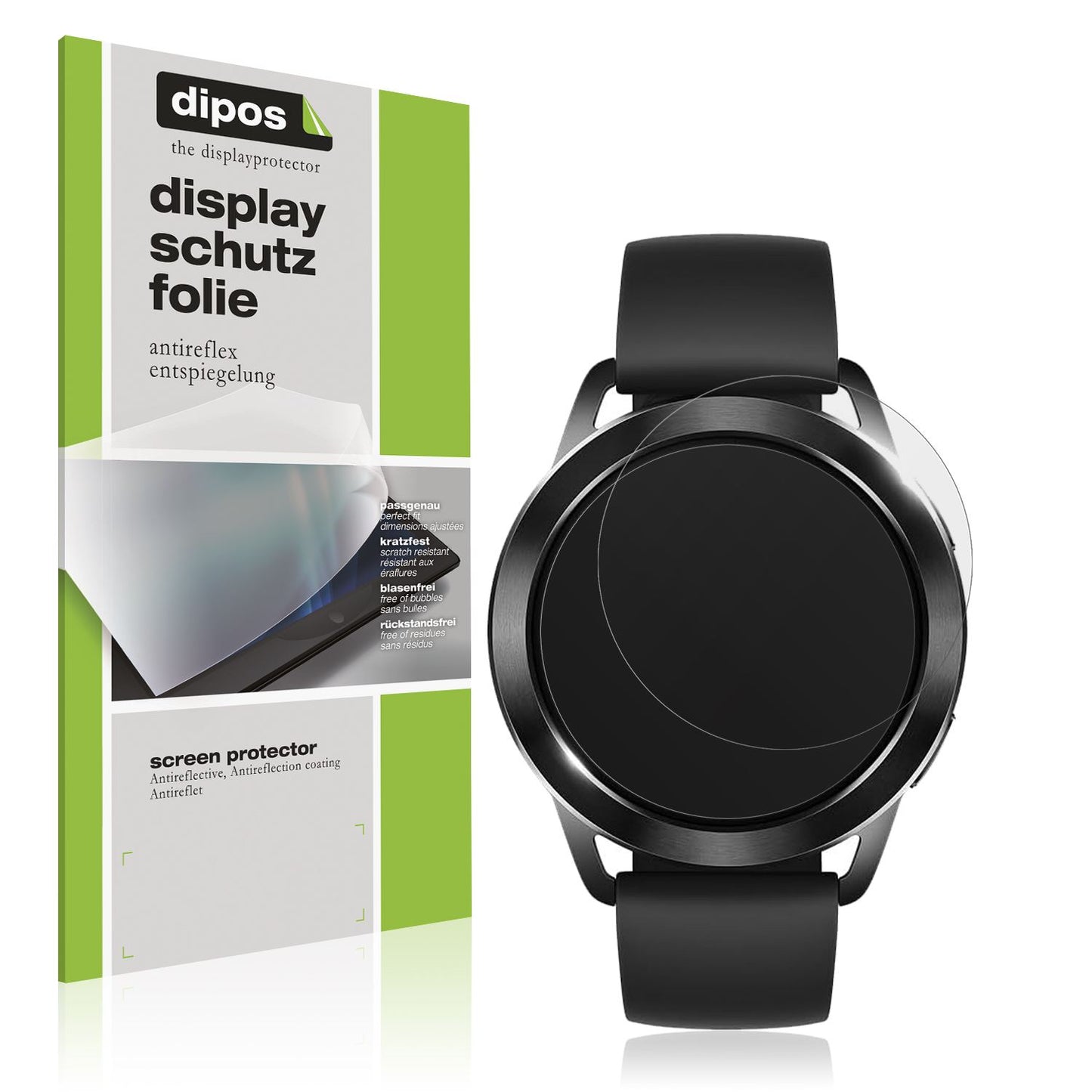 Matte Displayschutzfolie von dipos passend für Xiaomi Watch S3, präziser Zuschnitt und blasenfrei montiert