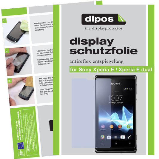 Matte Displayschutzfolie von dipos passend für Xperia E / Xperia E dual Sony, präziser Zuschnitt und blasenfrei montiert
