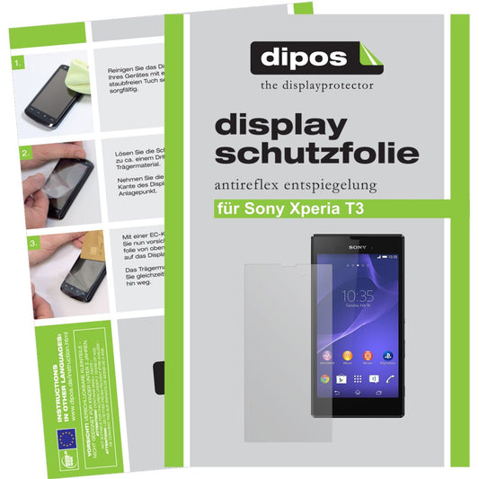 Matte Displayschutzfolie von dipos passend für Xperia T3 Sony, präziser Zuschnitt und blasenfrei montiert