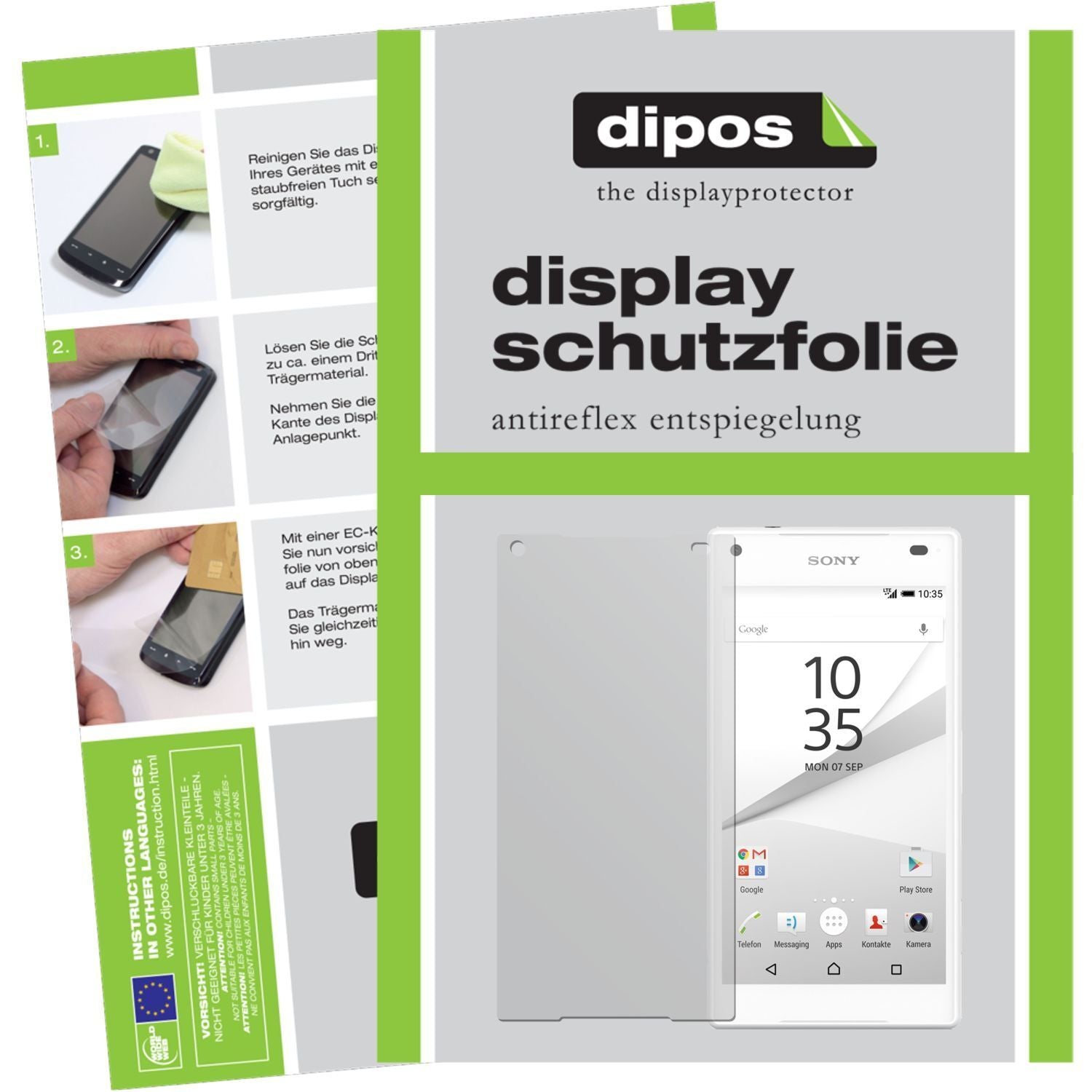 Matte Displayschutzfolie von dipos passend für Xperia Z5 Compact Sony, präziser Zuschnitt und blasenfrei montiert