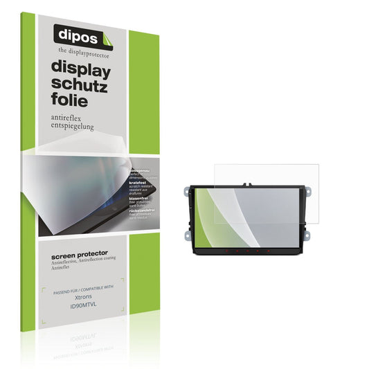 Matte Displayschutzfolie von dipos passend für Xtrons ID90MTVL, präziser Zuschnitt und blasenfrei montiert