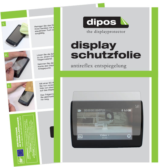 Matte Displayschutzfolie von dipos passend für YI 4K Plus, präziser Zuschnitt und blasenfrei montiert
