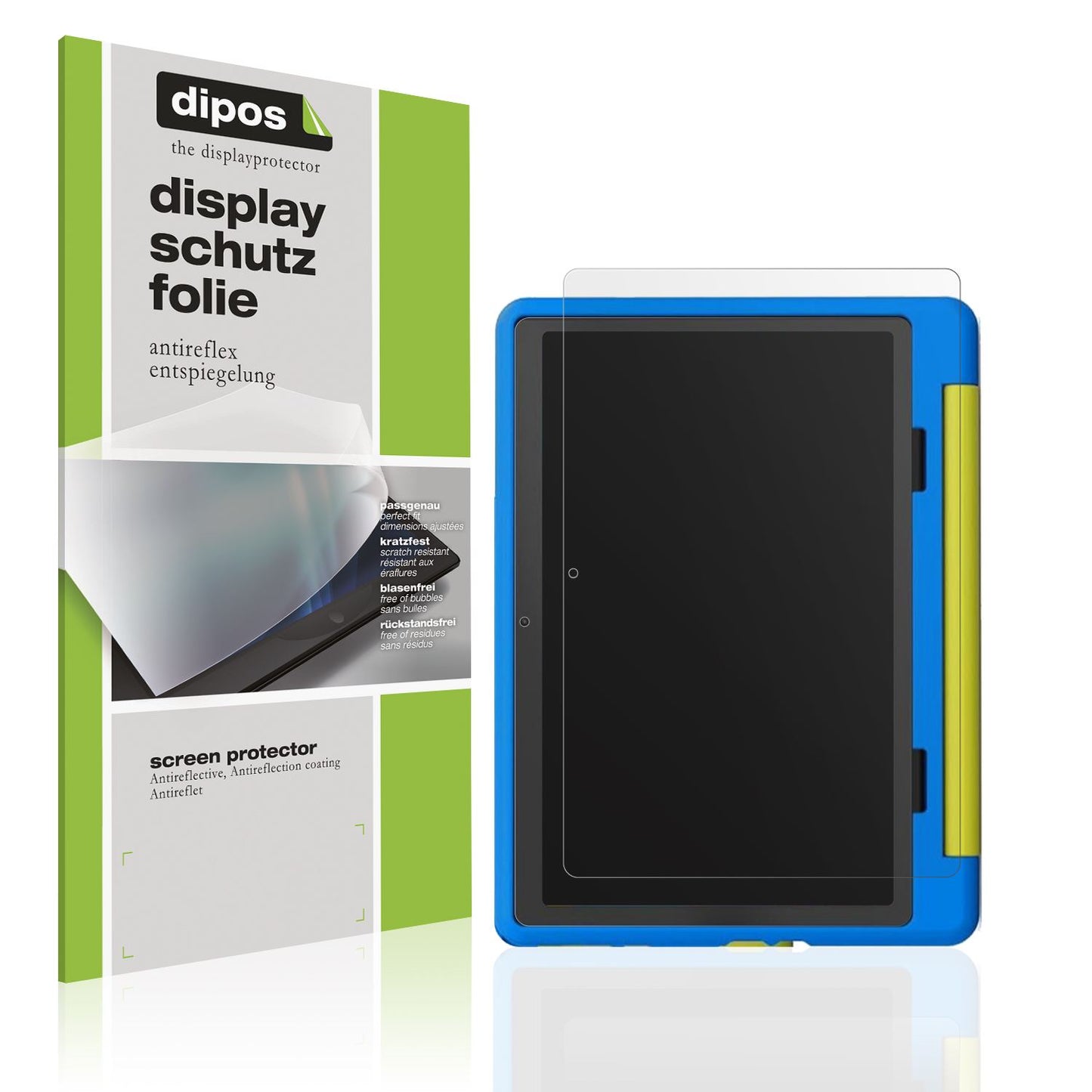 Matte Displayschutzfolie von dipos passend für Yicty Kinder Tablet, präziser Zuschnitt und blasenfrei montiert