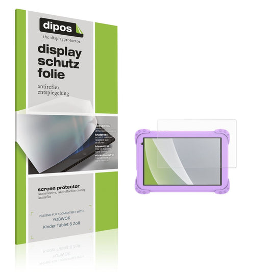 Matte Displayschutzfolie von dipos passend für YOBWOK Kinder Tablet 8 Zoll, präziser Zuschnitt und blasenfrei montiert