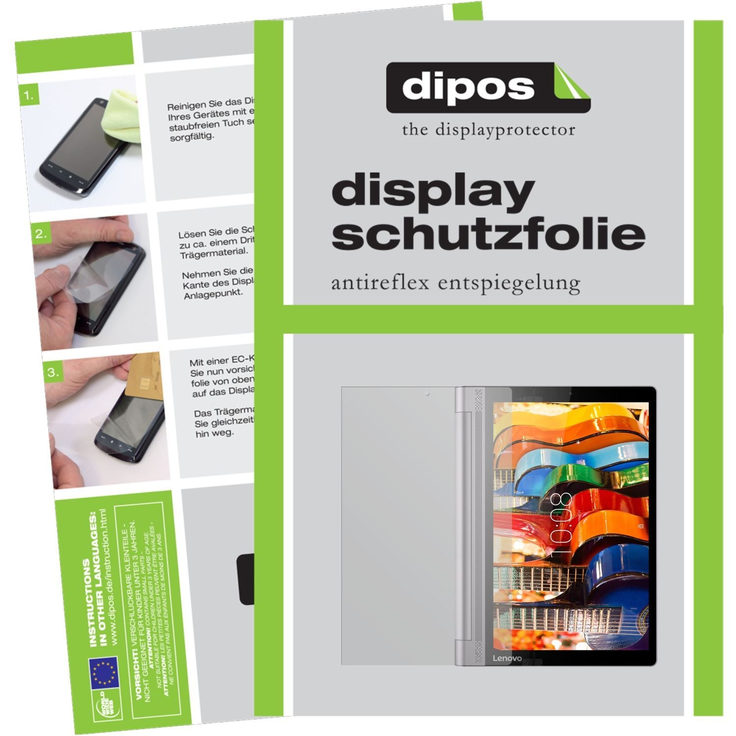 Matte Displayschutzfolie von dipos passend für Yoga Tablet 3 (8 Zoll) Lenovo, präziser Zuschnitt und blasenfrei montiert