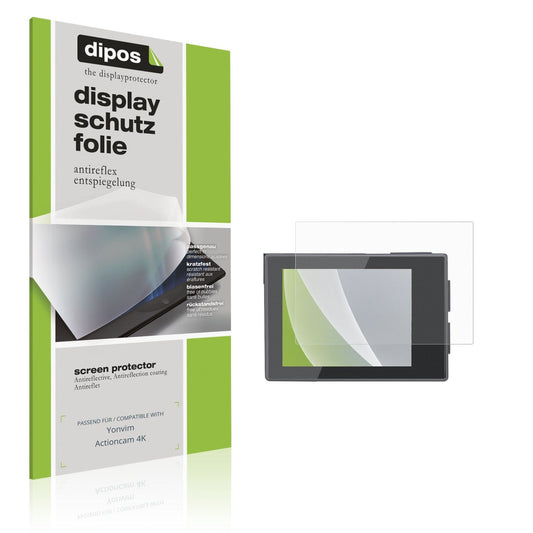 Matte Displayschutzfolie von dipos passend für Yonvim Actioncam 4K, präziser Zuschnitt und blasenfrei montiert