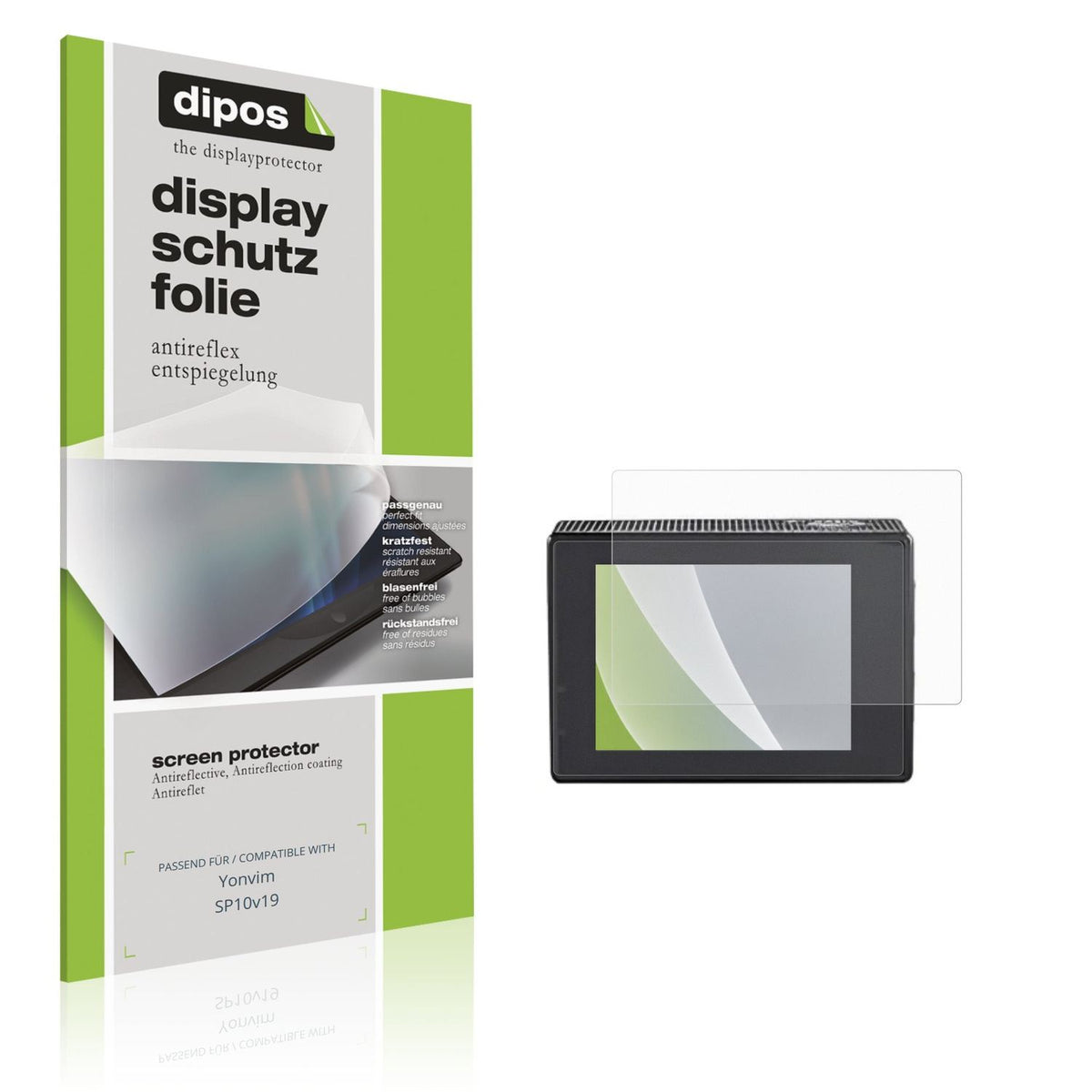 Matte Displayschutzfolie von dipos passend für Yonvim SP10v19, präziser Zuschnitt und blasenfrei montiert